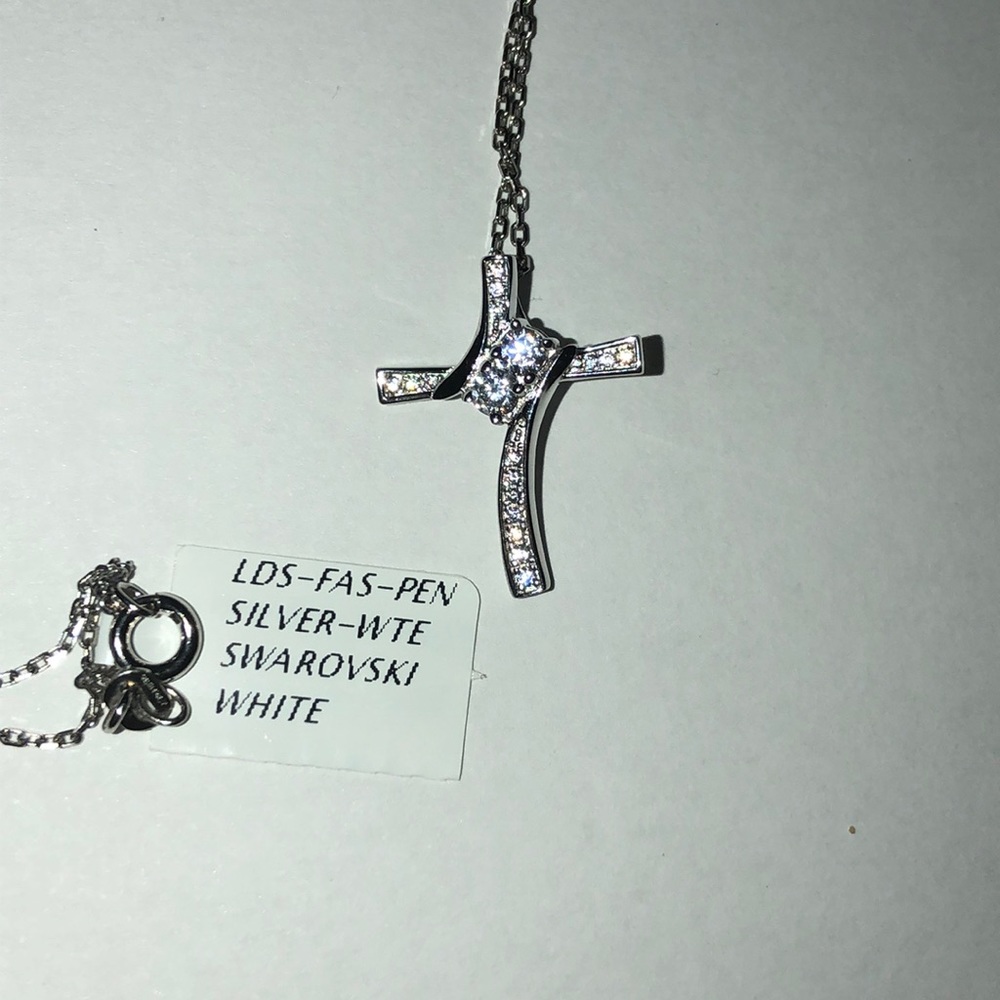 Sterling silver Swarovski crystal cross necklace